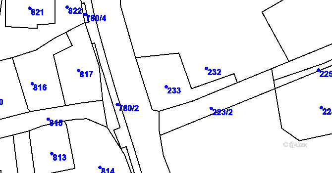 Parcela st. 233 v KÚ Kunčičky u Bašky, Katastrální mapa