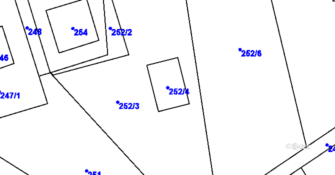 Parcela st. 252/4 v KÚ Kunčičky u Bašky, Katastrální mapa