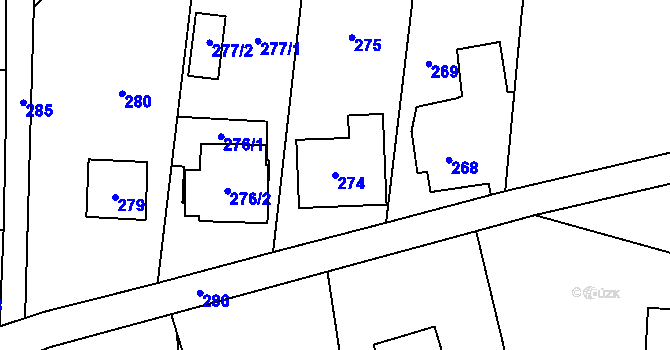 Parcela st. 274 v KÚ Kunčičky u Bašky, Katastrální mapa