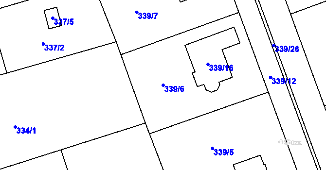 Parcela st. 339/6 v KÚ Kunčičky u Bašky, Katastrální mapa