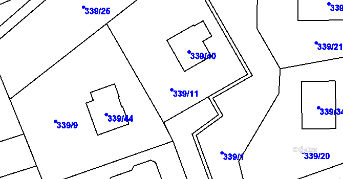 Parcela st. 339/11 v KÚ Kunčičky u Bašky, Katastrální mapa