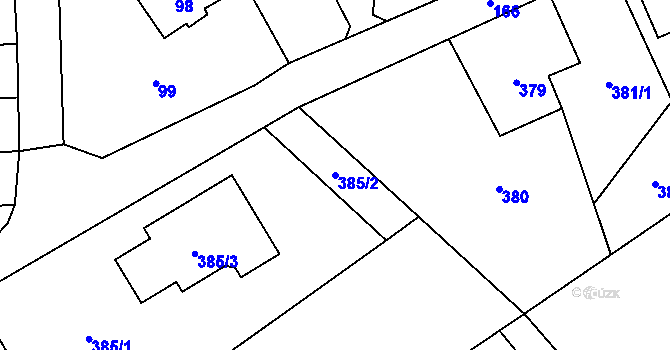 Parcela st. 385/2 v KÚ Kunčičky u Bašky, Katastrální mapa