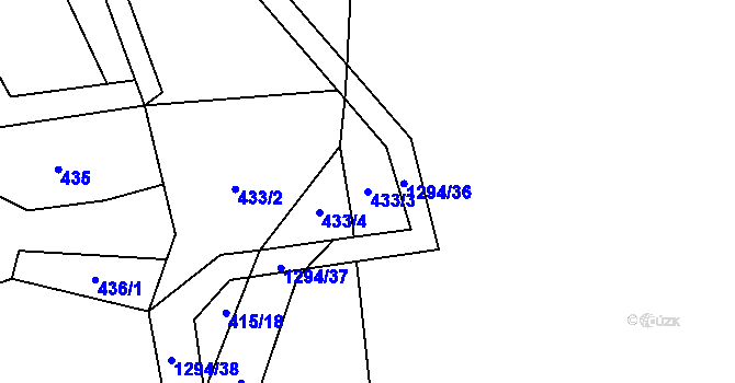 Parcela st. 433/3 v KÚ Kunčičky u Bašky, Katastrální mapa
