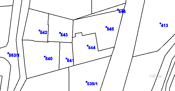 Parcela st. 544 v KÚ Kunčičky u Bašky, Katastrální mapa