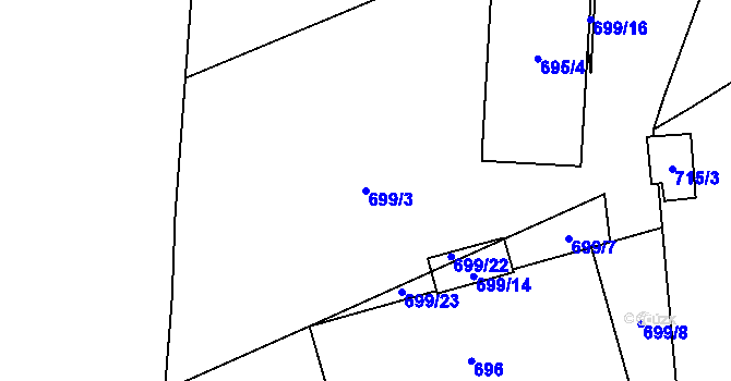 Parcela st. 699/3 v KÚ Kunčičky u Bašky, Katastrální mapa