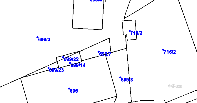 Parcela st. 699/7 v KÚ Kunčičky u Bašky, Katastrální mapa