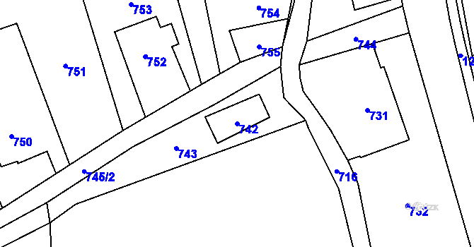 Parcela st. 742 v KÚ Kunčičky u Bašky, Katastrální mapa