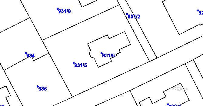 Parcela st. 931/6 v KÚ Kunčičky u Bašky, Katastrální mapa