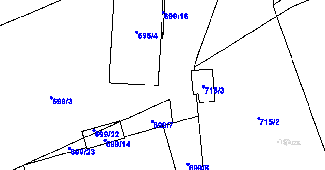 Parcela st. 699/17 v KÚ Kunčičky u Bašky, Katastrální mapa