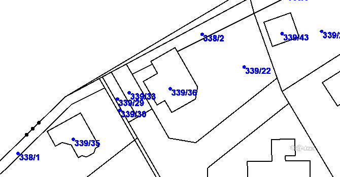 Parcela st. 339/36 v KÚ Kunčičky u Bašky, Katastrální mapa