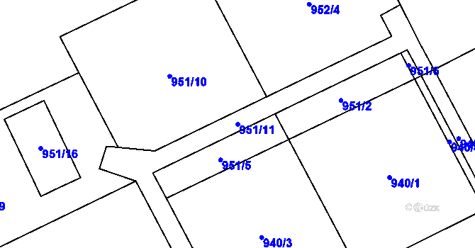 Parcela st. 951/11 v KÚ Kunčičky u Bašky, Katastrální mapa