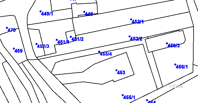 Parcela st. 455/4 v KÚ Kunčičky u Bašky, Katastrální mapa