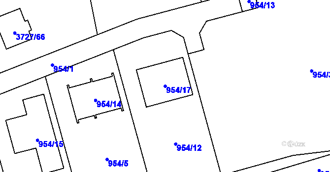 Parcela st. 954/17 v KÚ Kunčičky u Bašky, Katastrální mapa