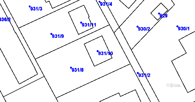 Parcela st. 931/10 v KÚ Kunčičky u Bašky, Katastrální mapa