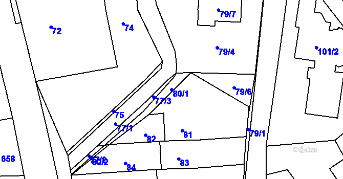 Parcela st. 80/1 v KÚ Kunčičky u Bašky, Katastrální mapa