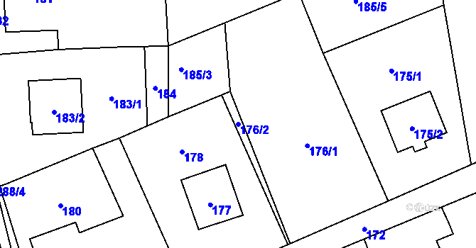 Parcela st. 176/2 v KÚ Kunčičky u Bašky, Katastrální mapa