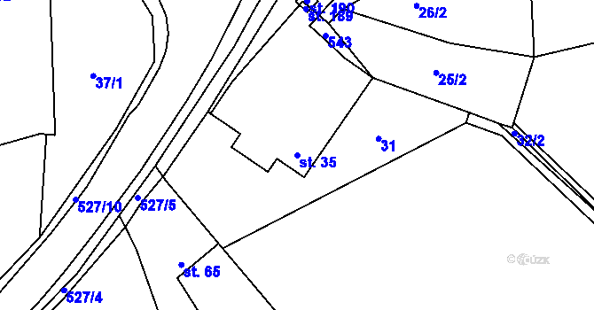 Parcela st. 35 v KÚ Bašnice, Katastrální mapa