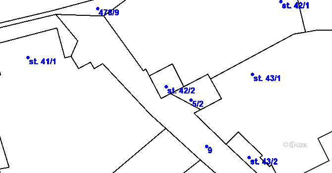 Parcela st. 42/2 v KÚ Bašnice, Katastrální mapa