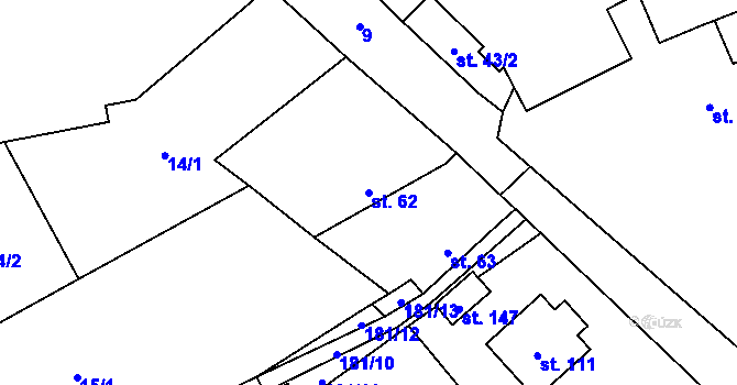 Parcela st. 62 v KÚ Bašnice, Katastrální mapa