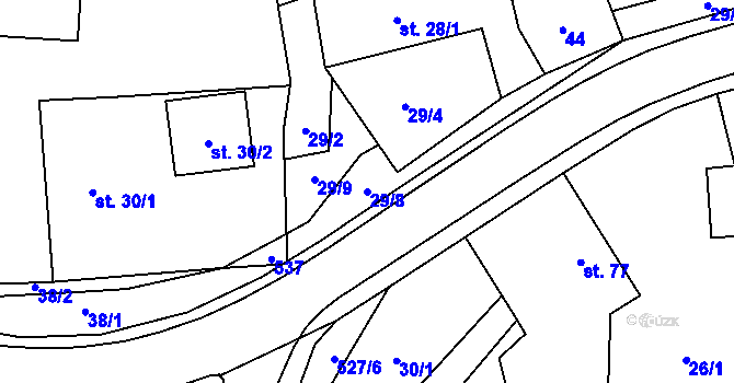 Parcela st. 29/8 v KÚ Bašnice, Katastrální mapa