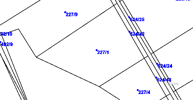 Parcela st. 227/1 v KÚ Bašnice, Katastrální mapa