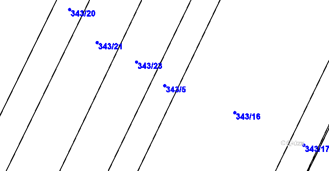 Parcela st. 343/5 v KÚ Bašnice, Katastrální mapa