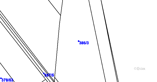 Parcela st. 386/3 v KÚ Bašnice, Katastrální mapa