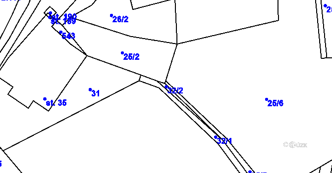 Parcela st. 32/2 v KÚ Bašnice, Katastrální mapa