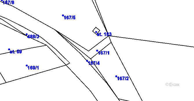 Parcela st. 167/1 v KÚ Bašnice, Katastrální mapa
