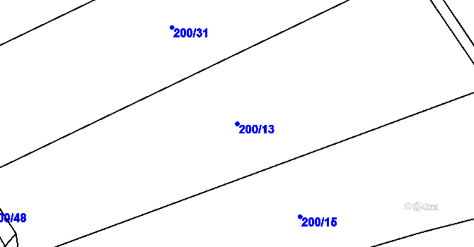 Parcela st. 200/13 v KÚ Bašnice, Katastrální mapa