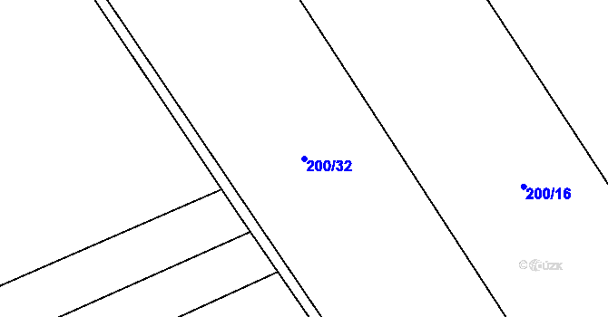Parcela st. 200/32 v KÚ Bašnice, Katastrální mapa