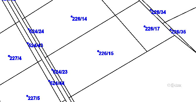 Parcela st. 226/15 v KÚ Bašnice, Katastrální mapa
