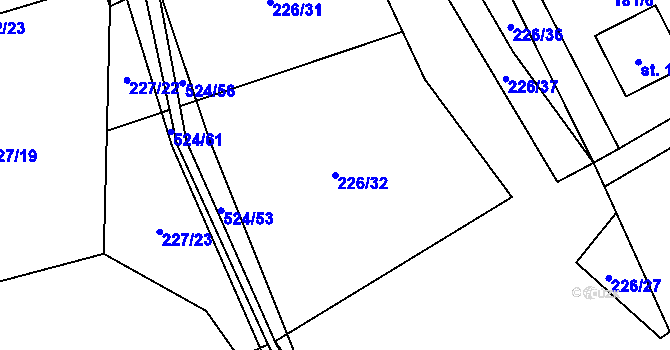 Parcela st. 226/32 v KÚ Bašnice, Katastrální mapa