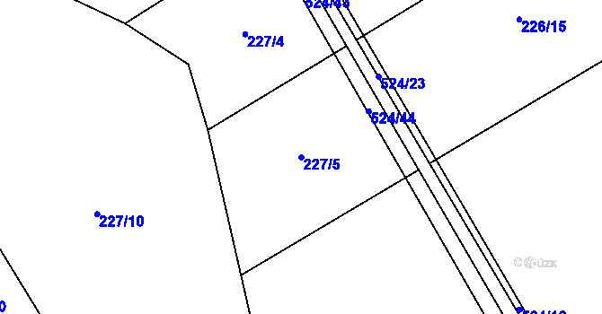 Parcela st. 227/5 v KÚ Bašnice, Katastrální mapa
