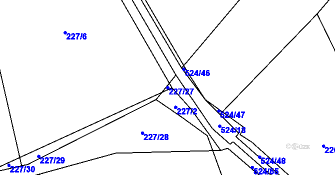 Parcela st. 227/27 v KÚ Bašnice, Katastrální mapa