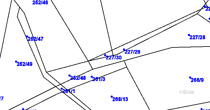 Parcela st. 227/30 v KÚ Bašnice, Katastrální mapa