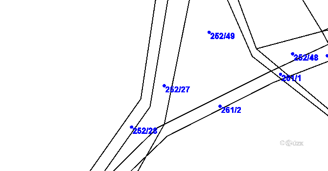 Parcela st. 252/27 v KÚ Bašnice, Katastrální mapa