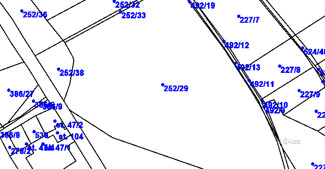 Parcela st. 252/29 v KÚ Bašnice, Katastrální mapa