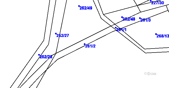 Parcela st. 261/2 v KÚ Bašnice, Katastrální mapa