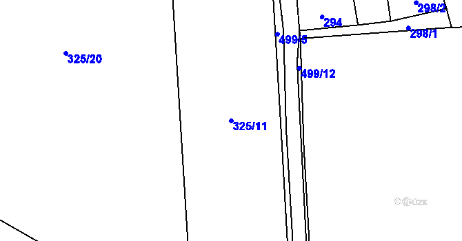 Parcela st. 325/11 v KÚ Bašnice, Katastrální mapa