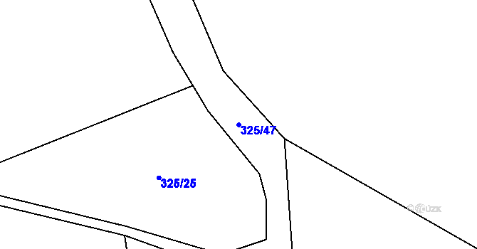 Parcela st. 325/47 v KÚ Bašnice, Katastrální mapa