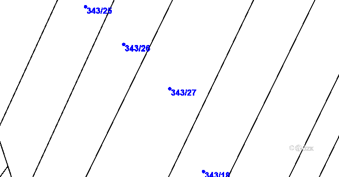 Parcela st. 343/27 v KÚ Bašnice, Katastrální mapa