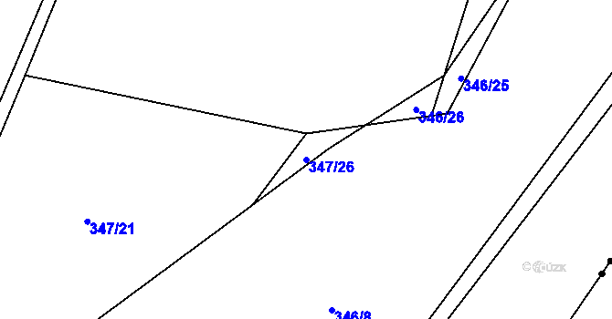 Parcela st. 347/26 v KÚ Bašnice, Katastrální mapa