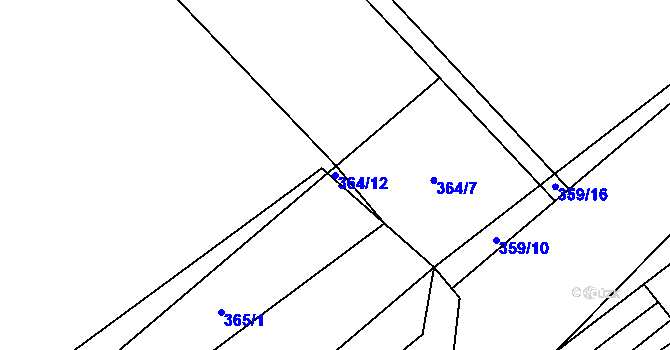 Parcela st. 364/12 v KÚ Bašnice, Katastrální mapa
