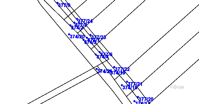 Parcela st. 377/6 v KÚ Bašnice, Katastrální mapa