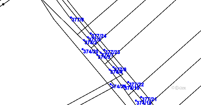 Parcela st. 377/7 v KÚ Bašnice, Katastrální mapa