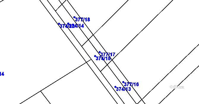 Parcela st. 377/17 v KÚ Bašnice, Katastrální mapa