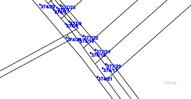 Parcela st. 377/21 v KÚ Bašnice, Katastrální mapa
