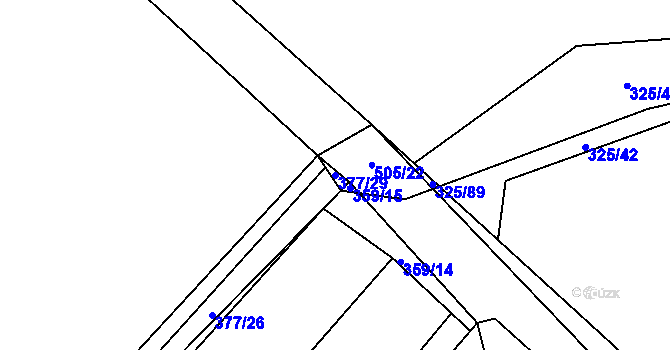 Parcela st. 377/29 v KÚ Bašnice, Katastrální mapa