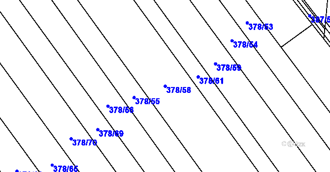 Parcela st. 378/58 v KÚ Bašnice, Katastrální mapa